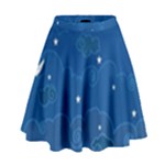 Sky Night Moon Clouds Crescent High Waist Skirt