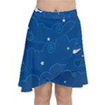 Sky Night Moon Clouds Crescent Chiffon Wrap Front Skirt