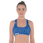 Sky Night Moon Clouds Crescent Cross Back Sports Bra