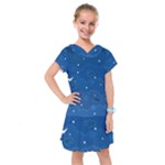 Sky Night Moon Clouds Crescent Kids  Drop Waist Dress