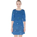 Sky Night Moon Clouds Crescent Quarter Sleeve Pocket Dress