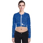 Sky Night Moon Clouds Crescent Long Sleeve Zip Up Bomber Jacket