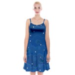 Sky Night Moon Clouds Crescent Spaghetti Strap Velvet Dress