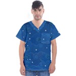 Sky Night Moon Clouds Crescent Men s V-Neck Scrub Top