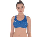 Sky Night Moon Clouds Crescent Cross String Back Sports Bra