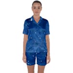 Sky Night Moon Clouds Crescent Satin Short Sleeve Pajamas Set