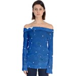 Sky Night Moon Clouds Crescent Off Shoulder Long Sleeve Top
