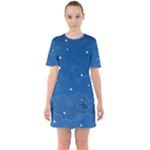Sky Night Moon Clouds Crescent Sixties Short Sleeve Mini Dress