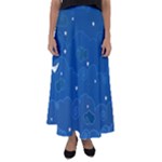Sky Night Moon Clouds Crescent Flared Maxi Skirt