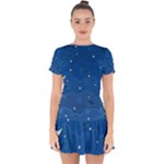Sky Night Moon Clouds Crescent Drop Hem Mini Chiffon Dress