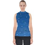 Sky Night Moon Clouds Crescent Mock Neck Shell Top
