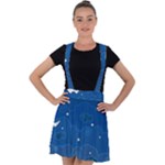 Sky Night Moon Clouds Crescent Velvet Suspender Skater Skirt