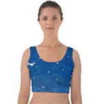 Sky Night Moon Clouds Crescent Velvet Crop Top