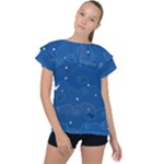 Sky Night Moon Clouds Crescent Ruffle Collar Chiffon Blouse