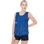 Sky Night Moon Clouds Crescent Bubble Hem Chiffon Tank Top