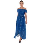 Sky Night Moon Clouds Crescent Off Shoulder Open Front Chiffon Dress