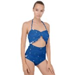 Sky Night Moon Clouds Crescent Scallop Top Cut Out Swimsuit