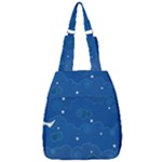 Sky Night Moon Clouds Crescent Center Zip Backpack
