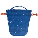 Sky Night Moon Clouds Crescent Drawstring Bucket Bag