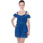 Sky Night Moon Clouds Crescent Ruffle Cut Out Chiffon Playsuit