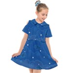 Sky Night Moon Clouds Crescent Kids  Short Sleeve Shirt Dress