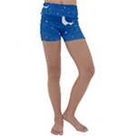 Sky Night Moon Clouds Crescent Kids  Lightweight Velour Yoga Shorts