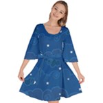 Sky Night Moon Clouds Crescent Velour Kimono Dress