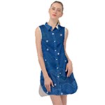 Sky Night Moon Clouds Crescent Sleeveless Shirt Dress