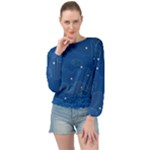 Sky Night Moon Clouds Crescent Banded Bottom Chiffon Top