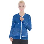 Sky Night Moon Clouds Crescent Casual Zip Up Jacket