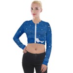 Sky Night Moon Clouds Crescent Long Sleeve Cropped Velvet Jacket