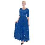 Sky Night Moon Clouds Crescent Half Sleeves Maxi Dress