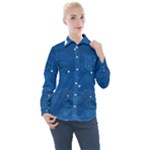 Sky Night Moon Clouds Crescent Women s Long Sleeve Pocket Shirt