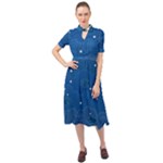 Sky Night Moon Clouds Crescent Keyhole Neckline Chiffon Dress