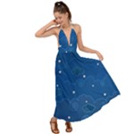 Sky Night Moon Clouds Crescent Backless Maxi Beach Dress