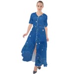 Sky Night Moon Clouds Crescent Waist Tie Boho Maxi Dress