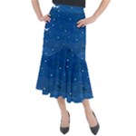 Sky Night Moon Clouds Crescent Midi Mermaid Skirt