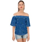 Sky Night Moon Clouds Crescent Off Shoulder Short Sleeve Top