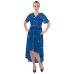 Sky Night Moon Clouds Crescent Front Wrap High Low Dress