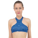 Sky Night Moon Clouds Crescent High Neck Bikini Top