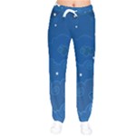 Sky Night Moon Clouds Crescent Women Velvet Drawstring Pants