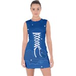 Sky Night Moon Clouds Crescent Lace Up Front Bodycon Dress