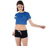 Sky Night Moon Clouds Crescent Tie Back Short Sleeve Crop T-Shirt