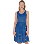 Sky Night Moon Clouds Crescent Knee Length Skater Dress With Pockets