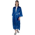 Sky Night Moon Clouds Crescent Maxi Satin Kimono