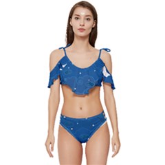 Ruffle Edge Tie Up Bikini Set	 
