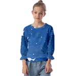 Sky Night Moon Clouds Crescent Kids  Cuff Sleeve Top