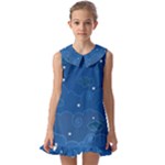 Sky Night Moon Clouds Crescent Kids  Pilgrim Collar Ruffle Hem Dress