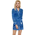 Sky Night Moon Clouds Crescent Long Sleeve Satin Robe