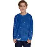 Sky Night Moon Clouds Crescent Kids  Crewneck Sweatshirt